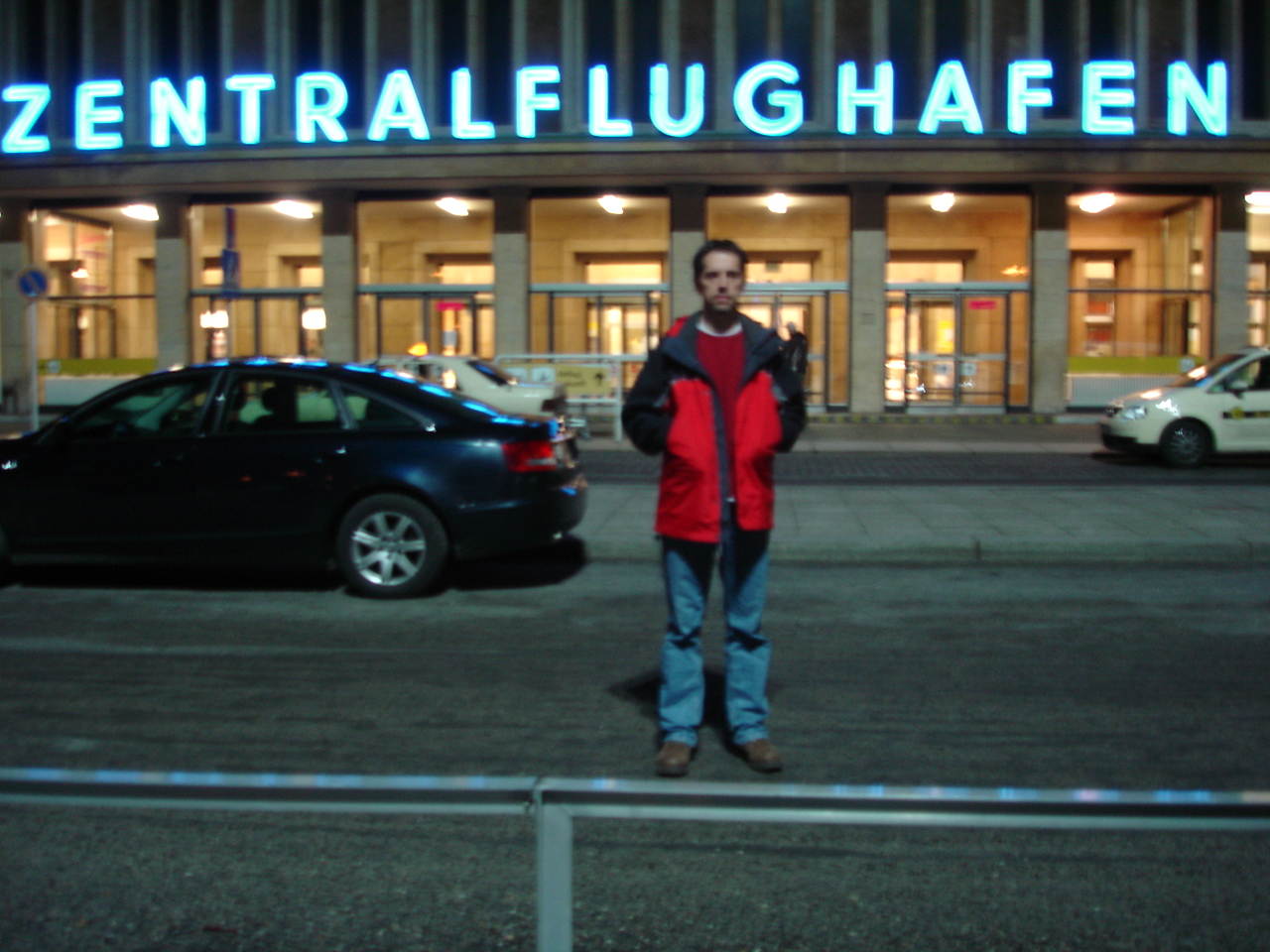 Blair in front of Tempelhof airport